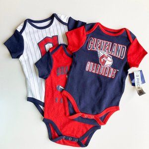 Cleveland Guardians Baby Boys' 3pk Bodysuit, 3-6 Months
